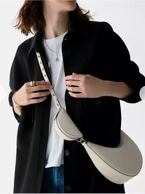 Kate Spade Off White Crescent Leather Shoulder Bag with Detachable Pouch